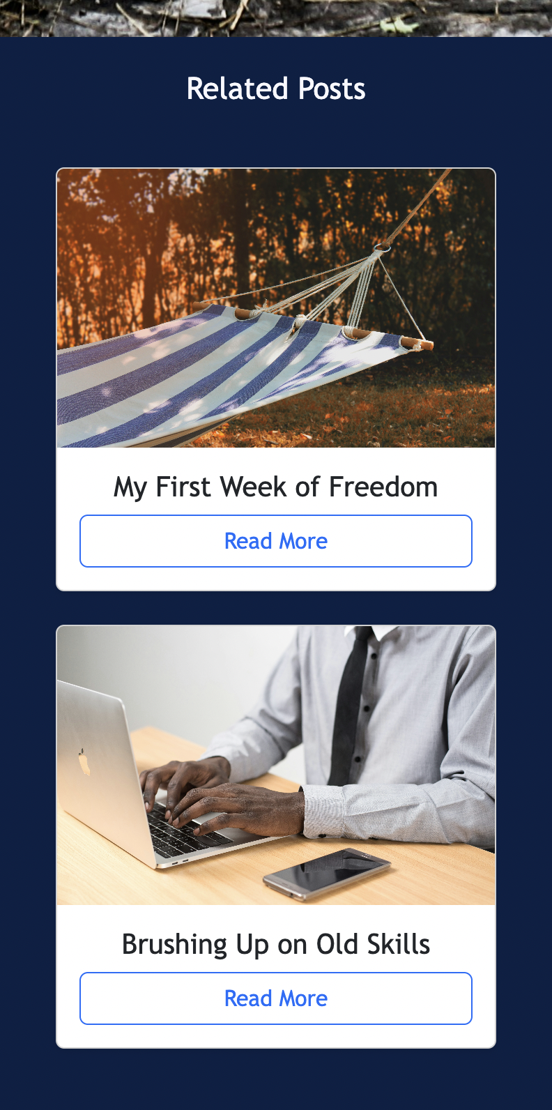 mobile version of portfolio site